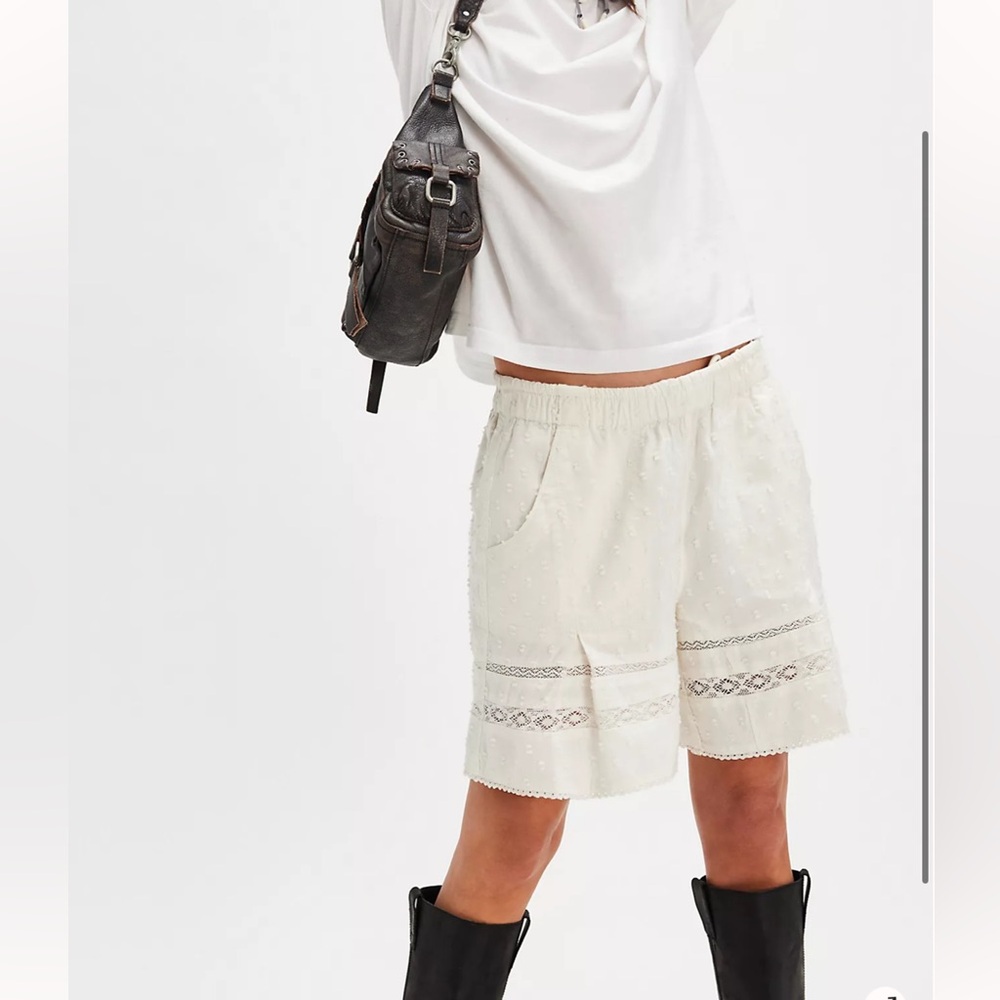 Free People So Sweet Board Eyelet Embroidered Lace High Rise Pull On Shorts M - Picture 3 of 8